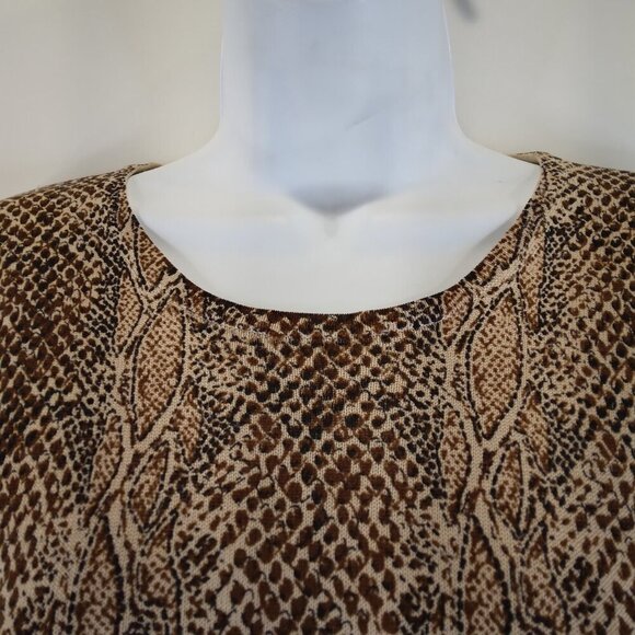 August Silk Brown and Black Print 100% Silk Stretch Knit Top Size M - Picture 5 of 9